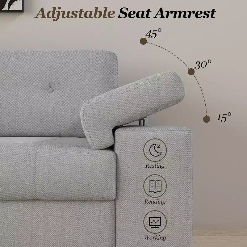 85 Inch Modern 3 Seater Sofa for Living Room, Deep Seat Chenille Couch with Adjustable Wide Armrest & Plush Backrest,Button Tufted Comfy Bedroom Sofa