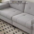 85 Inch Modern 3 Seater Sofa for Living Room, Deep Seat Chenille Couch with Adjustable Wide Armrest & Plush Backrest,Button Tufted Comfy Bedroom Sofa