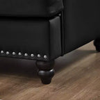 MAYEERTY 83 Modern Three Seater Sofa with Nails Upholstered Initation Cowhide Leather for Living Room Black