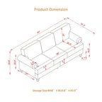 MAYEERTY 83 Modern Three Seater Sofa with Nails Upholstered Initation Cowhide Leather for Living Room Black