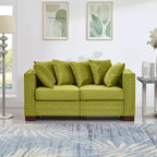 MAYEERTY 60.5 Modern Loveseater Sofa with Silver Nails Square Armrest Upholstered Velvet for Living Room Green