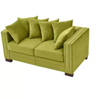 MAYEERTY 60.5 Modern Loveseater Sofa with Silver Nails Square Armrest Upholstered Velvet for Living Room Green