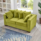 MAYEERTY 60.5 Modern Loveseater Sofa with Silver Nails Square Armrest Upholstered Velvet for Living Room Green