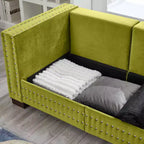 MAYEERTY 60.5 Modern Loveseater Sofa with Silver Nails Square Armrest Upholstered Velvet for Living Room Green