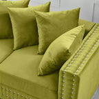 MAYEERTY 60.5 Modern Loveseater Sofa with Silver Nails Square Armrest Upholstered Velvet for Living Room Green