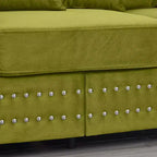 MAYEERTY 60.5 Modern Loveseater Sofa with Silver Nails Square Armrest Upholstered Velvet for Living Room Green