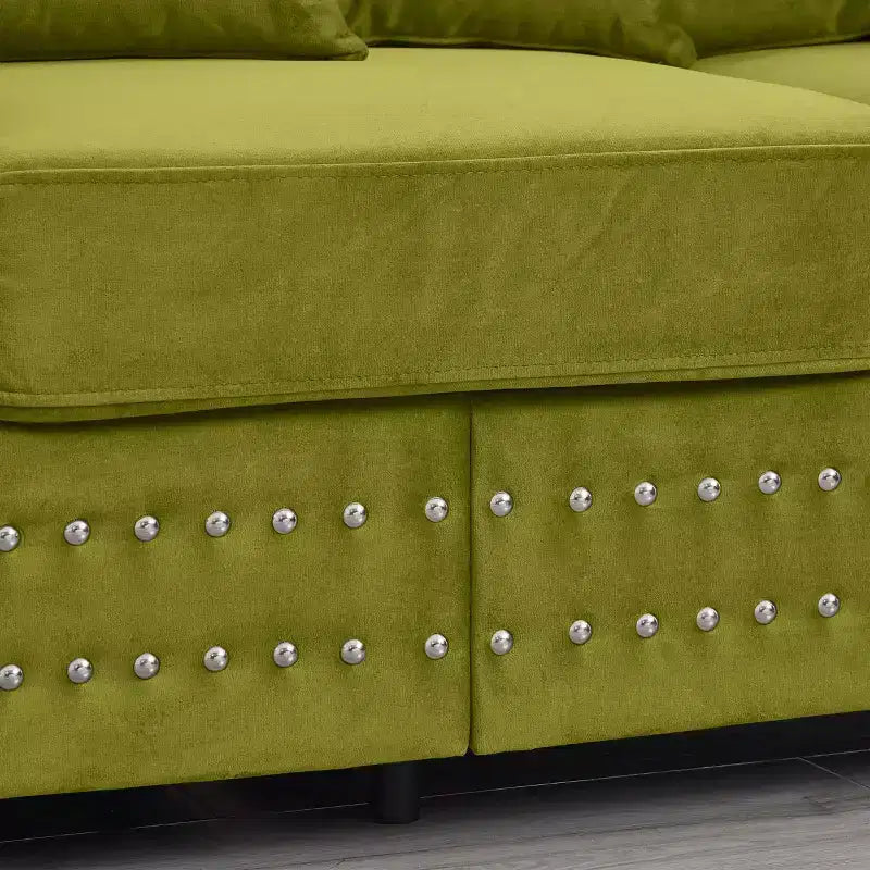 MAYEERTY 60.5 Modern Loveseater Sofa with Silver Nails Square Armrest Upholstered Velvet for Living Room Green