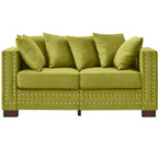 MAYEERTY 60.5 Modern Loveseater Sofa with Silver Nails Square Armrest Upholstered Velvet for Living Room Green