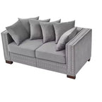 MAYEERTY Canapé 2 places moderne 60,5'' avec clous argentés, accoudoirs carrés, en velours rembourré pour salon Gris