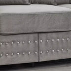 MAYEERTY Canapé 2 places moderne 60,5'' avec clous argentés, accoudoirs carrés, en velours rembourré pour salon Gris