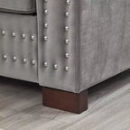 MAYEERTY Canapé 2 places moderne 60,5'' avec clous argentés, accoudoirs carrés, en velours rembourré pour salon Gris