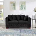MAYEERTY 60.5 Modern Loveseater Sofa with Silver Nails Square Armrest Upholstered Velvet for Living Room Black