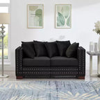MAYEERTY 60.5 Modern Loveseater Sofa with Silver Nails Square Armrest Upholstered Velvet for Living Room Black