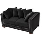 MAYEERTY 60.5 Modern Loveseater Sofa with Silver Nails Square Armrest Upholstered Velvet for Living Room Black