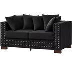 MAYEERTY 60.5 Modern Loveseater Sofa with Silver Nails Square Armrest Upholstered Velvet for Living Room Black