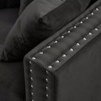 MAYEERTY 60.5 Modern Loveseater Sofa with Silver Nails Square Armrest Upholstered Velvet for Living Room Black