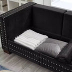 MAYEERTY 60.5 Modern Loveseater Sofa with Silver Nails Square Armrest Upholstered Velvet for Living Room Black