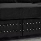 MAYEERTY 60.5 Modern Loveseater Sofa with Silver Nails Square Armrest Upholstered Velvet for Living Room Black