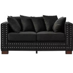 MAYEERTY 60.5 Modern Loveseater Sofa with Silver Nails Square Armrest Upholstered Velvet for Living Room Black