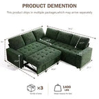 Canapé-lit modulaire d'angle 5 places Dyonery avec lit gigogne/ports USB/dossier réglable/rangement, montage sans outil