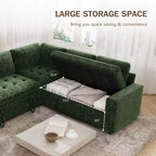 Canapé-lit modulaire d'angle 5 places Dyonery avec lit gigogne/ports USB/dossier réglable/rangement, montage sans outil