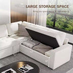 Canapé-lit modulaire d'angle 5 places Dyonery avec lit gigogne/ports USB/dossier réglable/rangement, montage sans outil