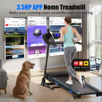 Whisen Electric Foldable Treadmill, 3.5HP Workout Running Machine Walking with Automatic Incline - Black