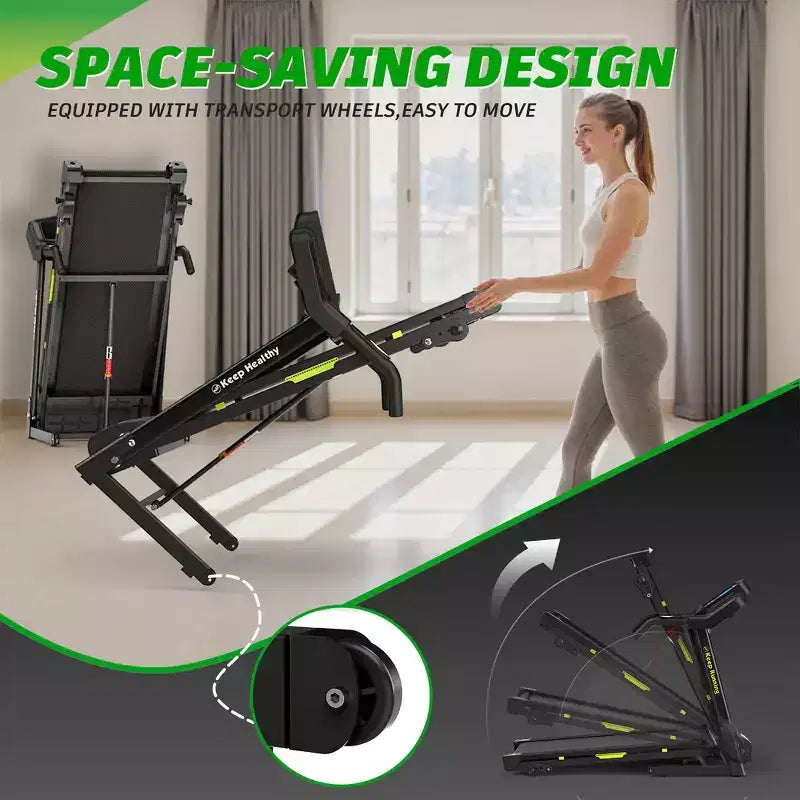 Tapis de course électrique pliable Whisen, machine d'entraînement de 3,5 CV pour la course et la marche avec 12 programmes prédéfinis, inclinaison, commandes de vitesse sur les mains courantes