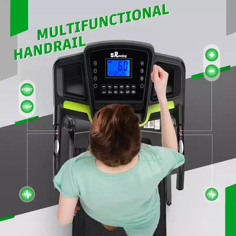 Tapis de course électrique pliable Whisen, machine d'entraînement de 3,5 CV pour la course et la marche avec 12 programmes prédéfinis, inclinaison, commandes de vitesse sur les mains courantes