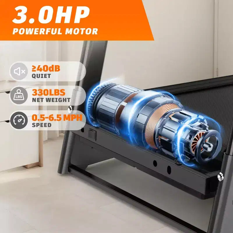 Tapis de course électrique pliable Whisen, machine d'entraînement de 3,5 CV pour la course et la marche avec 12 programmes prédéfinis, inclinaison, commandes de vitesse sur les mains courantes