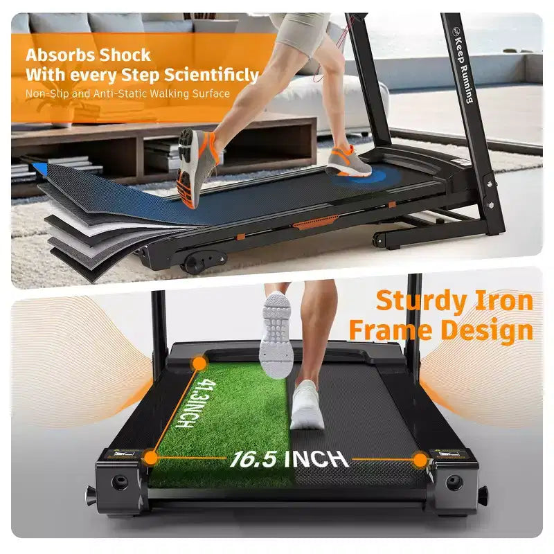 Tapis de course électrique pliable Whisen, machine d'entraînement de 3,5 CV pour la course et la marche avec 12 programmes prédéfinis, inclinaison, commandes de vitesse sur les mains courantes