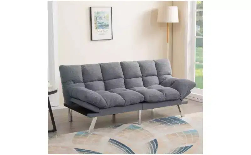 Okak Modern Corduroy Convertible Loveseat Sofa Bed with Adjustable Back & Arm,Upholstered Futon Sofa Couch for Living Room,Apartment