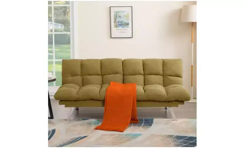Okak Modern Corduroy Convertible Loveseat Sofa Bed with Adjustable Back & Arm,Upholstered Futon Sofa Couch for Living Room,Apartment