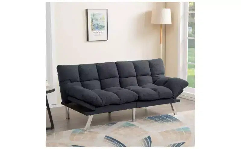 Okak Modern Corduroy Convertible Loveseat Sofa Bed with Adjustable Back & Arm,Upholstered Futon Sofa Couch for Living Room,Apartment