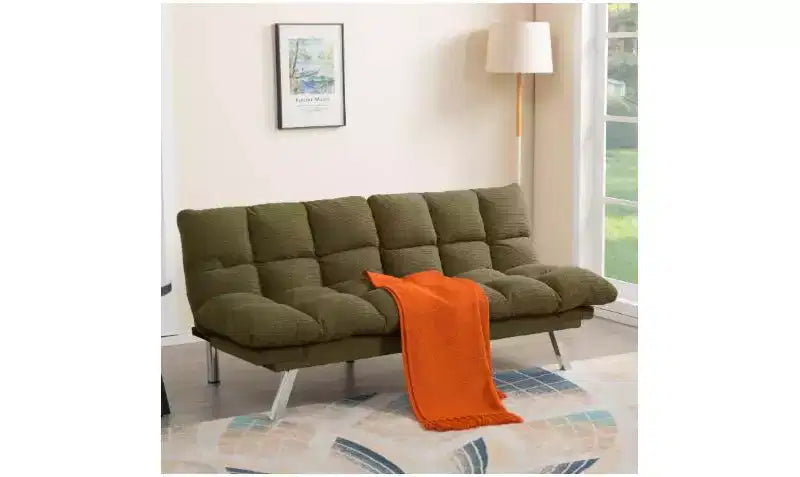 Okak Modern Corduroy Convertible Loveseat Sofa Bed with Adjustable Back & Arm,Upholstered Futon Sofa Couch for Living Room,Apartment