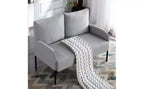 Okak Modern Metal Frame Small Loveseat Sofa with Padding Arms,Upholstered Futon Sofa Couch for Living Room,Apartment