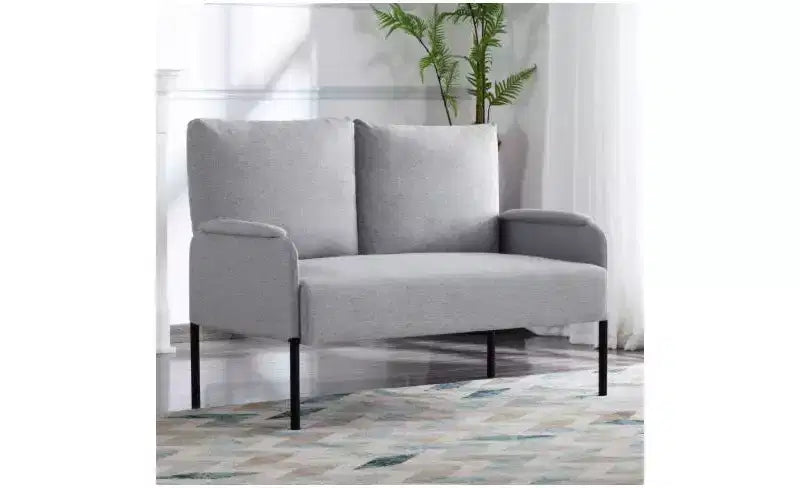 Okak Modern Metal Frame Small Loveseat Sofa with Padding Arms,Upholstered Futon Sofa Couch for Living Room,Apartment