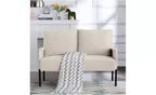 Okak Modern Metal Frame Small Loveseat Sofa with Padding Arms,Upholstered Futon Sofa Couch for Living Room,Apartment