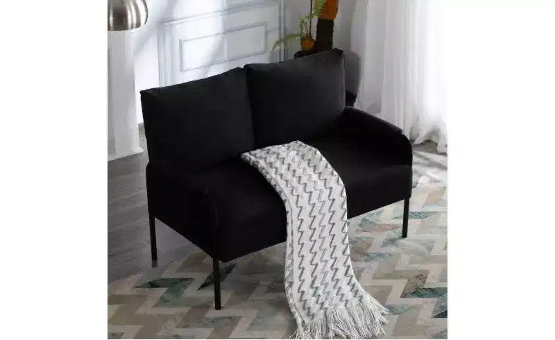 Okak Modern Metal Frame Small Loveseat Sofa with Padding Arms,Upholstered Futon Sofa Couch for Living Room,Apartment