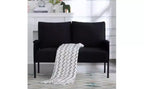 Okak Modern Metal Frame Small Loveseat Sofa with Padding Arms,Upholstered Futon Sofa Couch for Living Room,Apartment