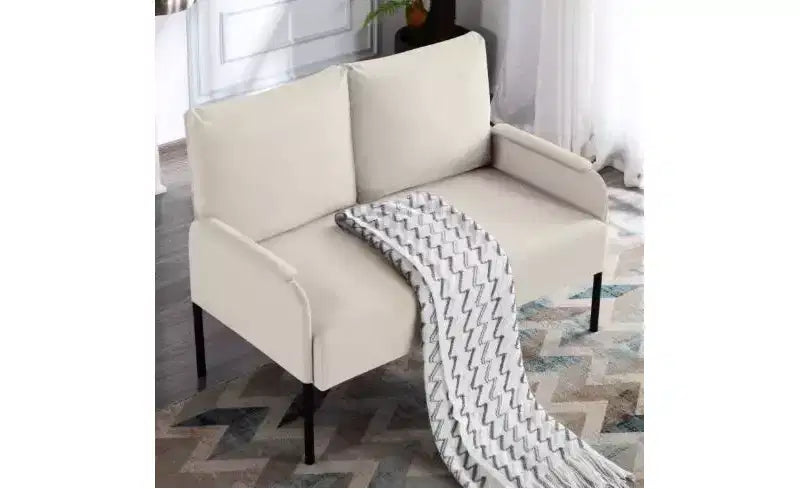 Okak Modern Metal Frame Small Loveseat Sofa with Padding Arms,Upholstered Futon Sofa Couch for Living Room,Apartment
