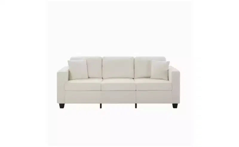 Okak Modern Teddy Velvet 3-Seater Sofa with Thickened Back Cushions,Upholstered Futon Sofa Couch for Living Room,Apartment