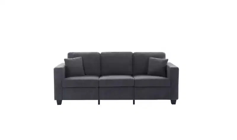 Okak Modern Teddy Velvet 3-Seater Sofa with Thickened Back Cushions,Upholstered Futon Sofa Couch for Living Room,Apartment