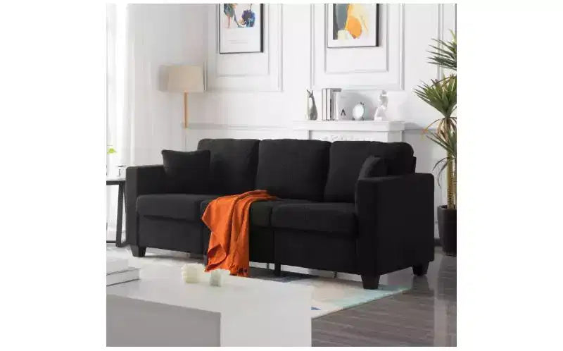 Okak Modern Teddy Velvet 3-Seater Sofa with Thickened Back Cushions,Upholstered Futon Sofa Couch for Living Room,Apartment