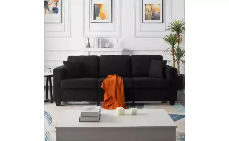 Okak Modern Teddy Velvet 3-Seater Sofa with Thickened Back Cushions,Upholstered Futon Sofa Couch for Living Room,Apartment