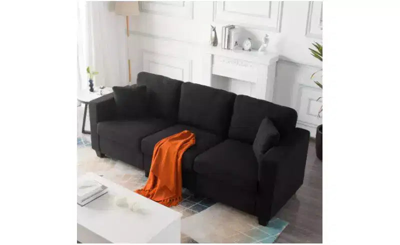 Okak Modern Teddy Velvet 3-Seater Sofa with Thickened Back Cushions,Upholstered Futon Sofa Couch for Living Room,Apartment