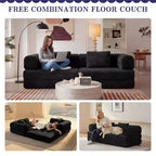 Okak Modren Compression Convertible Floor Sofa Bed with Back Pillows,Boneless Futon Couch Living Room,Apartment