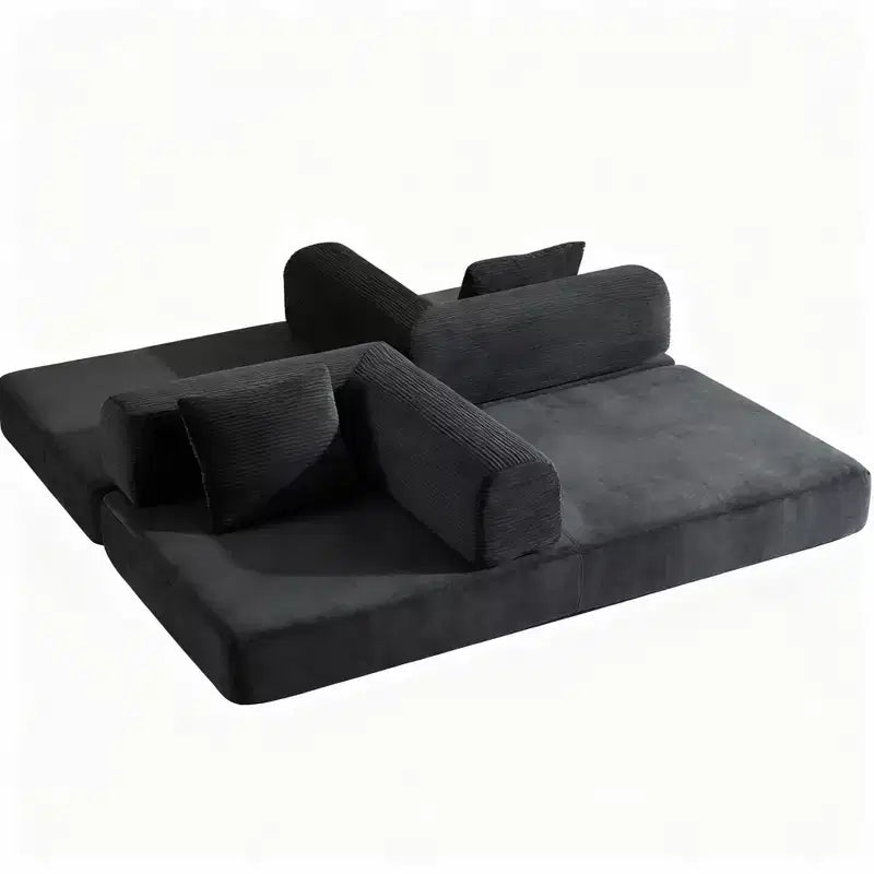 Okak Modren Compression Convertible Floor Sofa Bed with Back Pillows,Boneless Futon Couch Living Room,Apartment