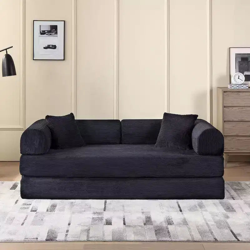 Okak Modren Compression Convertible Floor Sofa Bed with Back Pillows,Boneless Futon Couch Living Room,Apartment