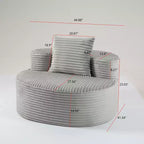 TUYOHW Corduroy Lounge Sofa,Modern Upholstered Couch with Ribbed Fabric,Throw Pillows,Couches for Living Room,Bedroom,No Assembly Required,Smoke Gray